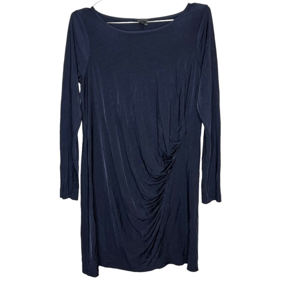 CLUB Monaco Long Sleeve Draped Center Ruching Dress Satin Texture - Picture 1 of 7